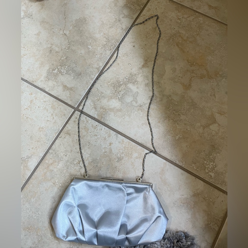 Silver Purse with Silver Accents and Optional Crossbody Straps